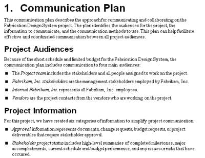 The Project Communication Plan